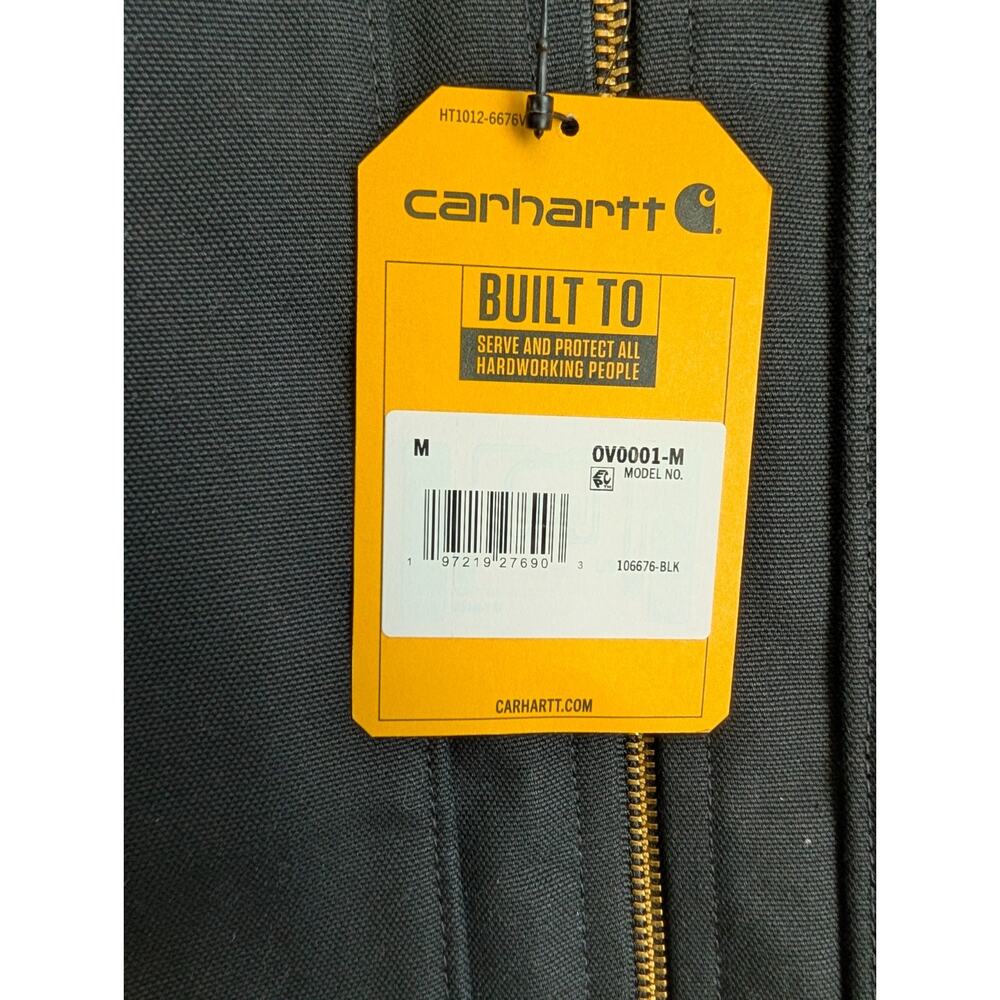 NWT Carhartt Firm Duck Insulated Vest Mens M Black Relaxed Rib Collar Full Zip - Picture 6 of 6